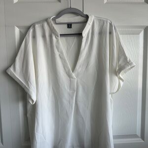 SHEIN Cream V-Neck Blouse